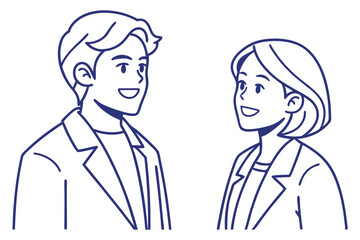 Fototapeta premium Discussion Between Two Characters Line Drawing