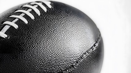 Obraz premium Classic black-white football photographed in close-up against pure white background, emphasizing clean shape, detailed texture, and high contrast for modern studio-based sport concepts