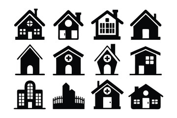 Fototapeta premium home building residence icon black silhouette vector