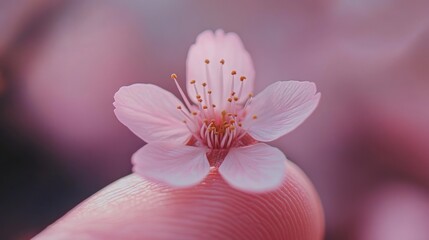 Delicate Pink Blossom on Fingertip (1)