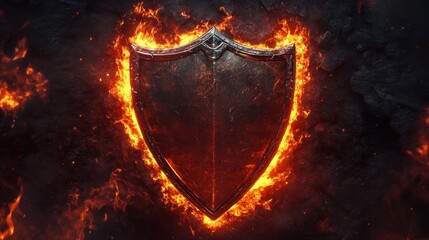 Fototapeta premium Fiery shield, protection, burning flames