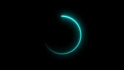 glowing neon light circle loading icon animation black background 4k video.
