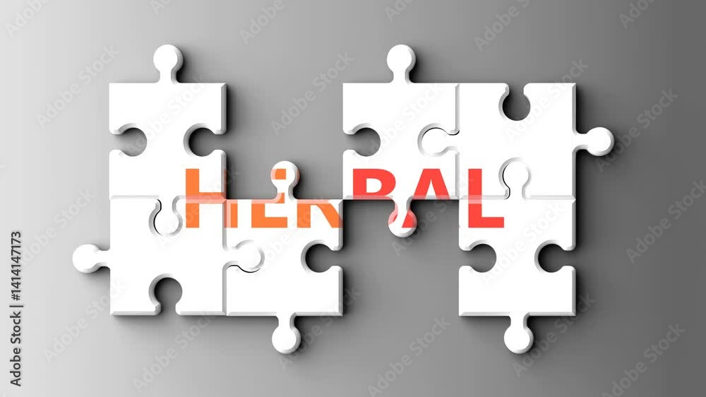 Aufkleber herbal as a complex topic - pictured as word herbal on a puzzle pieces to show that herbal is a comp