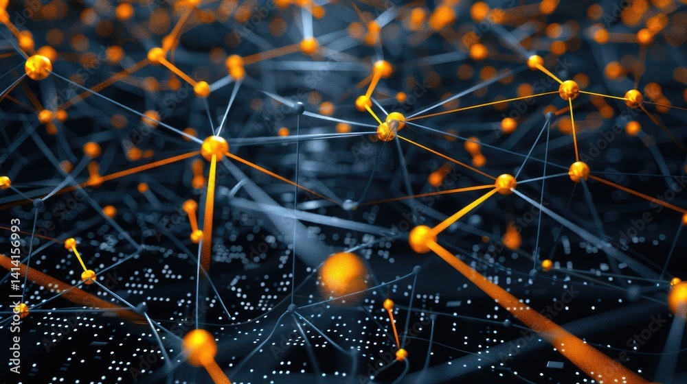 Poster an abstract representation of a wireless mesh network, illustrating the connection of iot devices th