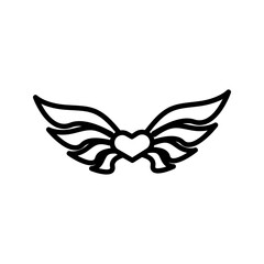 Love wings icon on white background