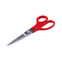 Red Scissors with Stainless Steel Blades and Comfortable Handle