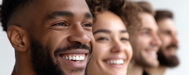 Fototapeta premium Diverse group smiles during a casual financial data review session - happy group profit colleagues