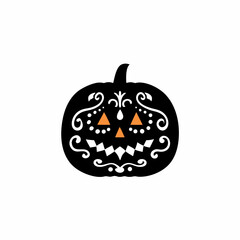 creative Silhouette jack-o-lantern Icon Vector Illustration 