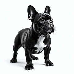 Obraz premium Cute colorful bulldog puppy on white background, perfect for print, design, greeting cards, and pet-themed creative projects