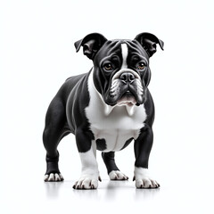 Obraz premium Cute colorful bulldog puppy on white background, perfect for print, design, greeting cards, and pet-themed creative projects