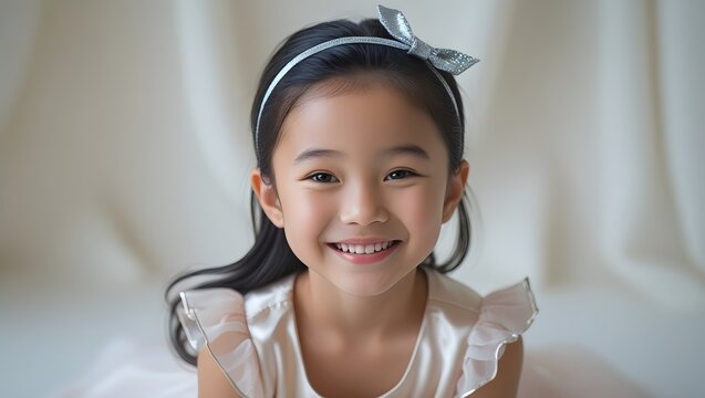 Smiling a 6 year old East Asian Schoolgirl portrait Photo