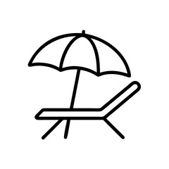 Summer Beach Vacation: Minimalistic Icon with Sunbed and Umbrella
