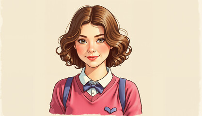 Smiling girl in school uniform cheerful expression educational setting