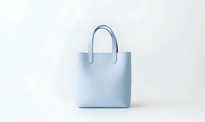 Minimalist Light Blue Tote Bag on Soft White Background Display