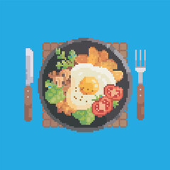 Naklejka premium healthy food pixel art, vector illustration on isolated background. 