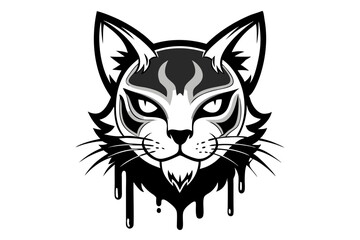 Obraz premium Cool Cat Head Tattoo Ink Style Drawing