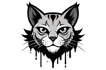 Cat Head Tattoo Design for TShirt Vector Art
