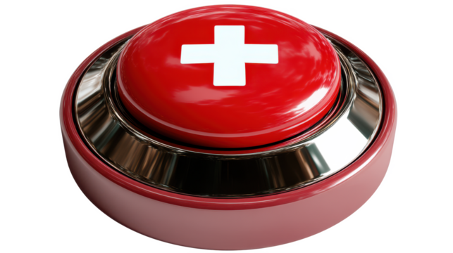 Emergency Alert Button: A Bold Red Symbol of Urgent Medical Attention and Crisis Response Ready for Immediate Action.
