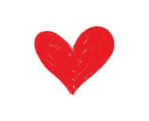 Red Hand-Drawn Heart Illustration – Grunge Brush Love Symbol Vector Illustration.