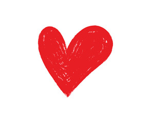 Red Hand-Drawn Heart Illustration – Grunge Brush Love Symbol Vector Illustration.