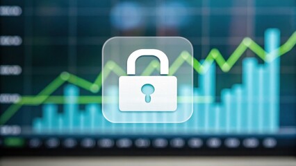 A digital graphic featuring a padlock symbol overlaid on a financial chart, representing security in data and financial analytics.