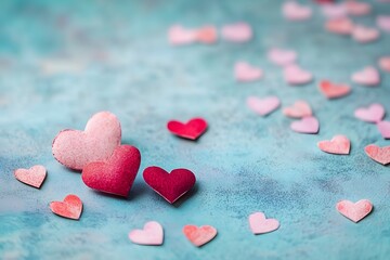 Fototapeta premium pink hearts on background