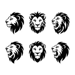 Wild animal head icons, vector design, nature background, graphic design.lion head vector set of ...