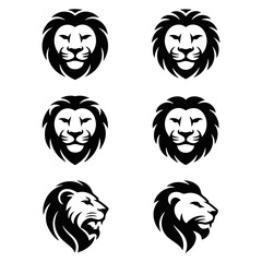 Wild animal head icons, vector design, nature background, graphic design.lion head vector set of  lion head angry roaring logo vector silhouette, shows power and strength 