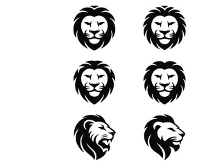 Wild animal head icons, vector design, nature background, graphic design.lion head vector set of  lion head angry roaring logo vector silhouette, shows power and strength 