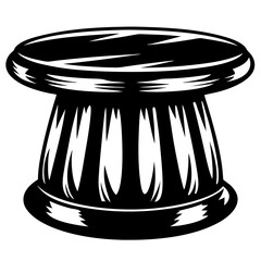 Bold Black and White Illustration of a Short Table or Base