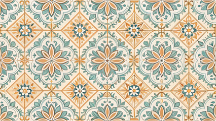Portuguese ceramic patterns seamless moroccan mosaic spanish Minimal Vector