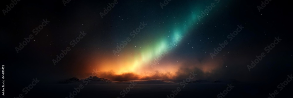 Aufkleber a celestial landscape featuring a vibrant gradient of colors across a night sky. orange and yellow l
