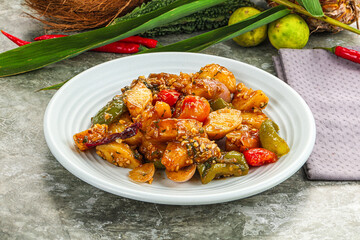 Potato with bell pepper and gravy