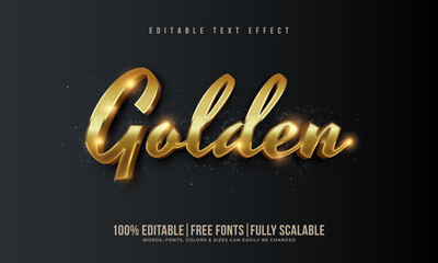 Realistic 3d golden text effect mockup with gold typography, shiny metal texture, royal glitter sparkle and glossy light background to elevate business marketing and social media advertisement. Gold.
