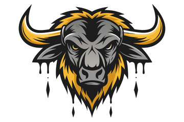 Fototapeta premium Buffalo Head Tattoo with Artistic Lines