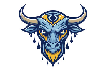 Fototapeta premium Mythical Ox Head in Traditional Tattoo Style