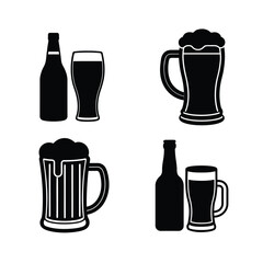 Beer Mug Bottle and Glass Silhouettes for Branding