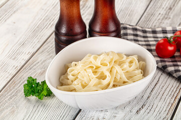 Boiled wheat asian udon noodles