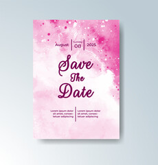 Wedding invitation with abstract watercolor background