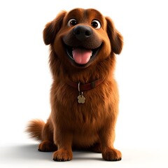 3d cartoon, dog, studio photo style, clear white background