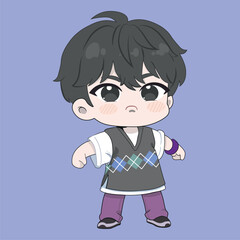 A vibrant animechibi style illustration depicting an expressive character