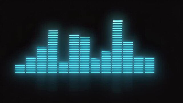 Vibrant blue sound wave visualization on a dark background, representing dynamic audio frequencies.