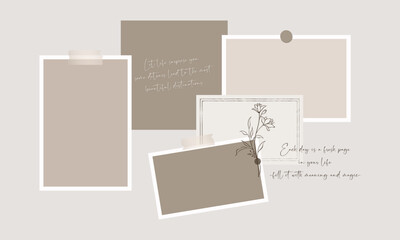 Aesthetic and minimalist scrapbooking style collage frame