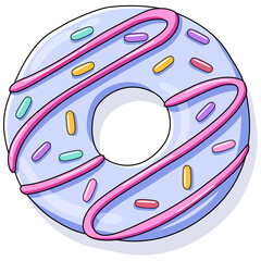 Vector Illustration of Yummy Blue Donut with Sprinkles