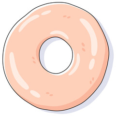 Fototapeta premium Cartoon Illustration of Donut without Topping