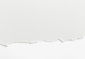 Fototapeta premium White Paper with Torn Border on White Background, Flat Lay Composition