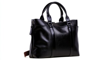 Naklejka premium Elegant black leather tote bag for women professional and stylish everyday handbag