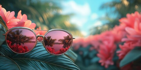 Summer background sunny beach vacation holiday travel nature outdoor scenery warm bright colorful vibrant fun energetic abstract design creative digital art artistic AI generated art