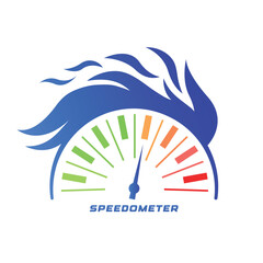 Speedometer with blue flame, colorful dial, and dynamic motion effect