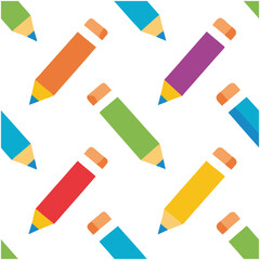 Colorful Cartoon Pencils Seamless Pattern.